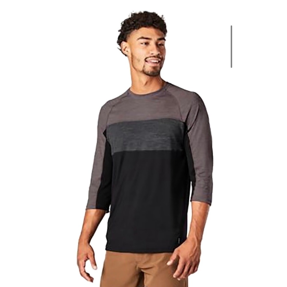 Smartwool Shirt Mens Medium Purple Merino Sport 150 Colorblock 3/4 Sleeve MTB